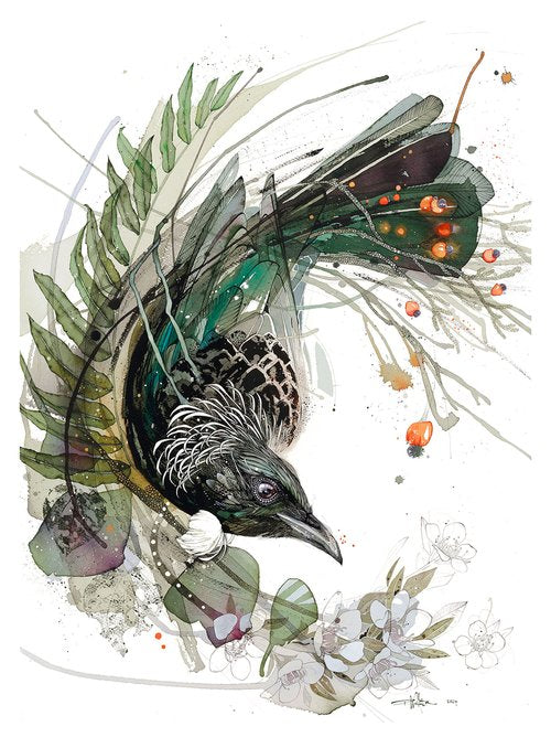B01 Botanical Tui (Kahikatea and Manuka)