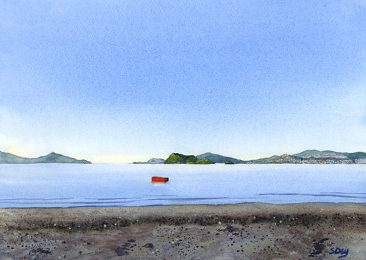 Invitation for an Early Morning Swim - original watercolour by Sue Dey