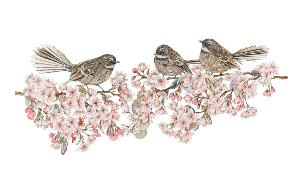 Tsugoi Ni – Three Piwakwaka on Cherry Blossom