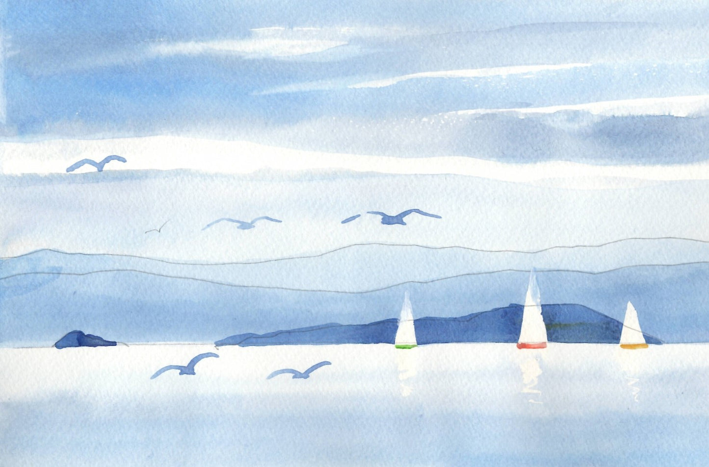 c02 Matiu Somes Island on a Calm Grey Day viewed from the Hutt Motorway