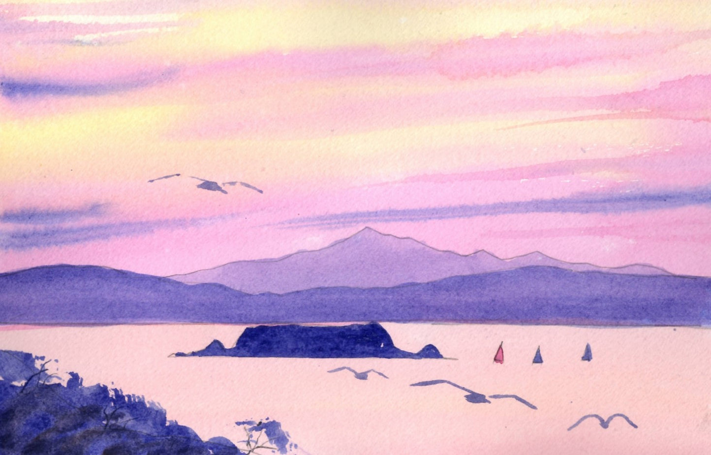 e01 Mākaro-Ward Island Sunset from Mahina Bay