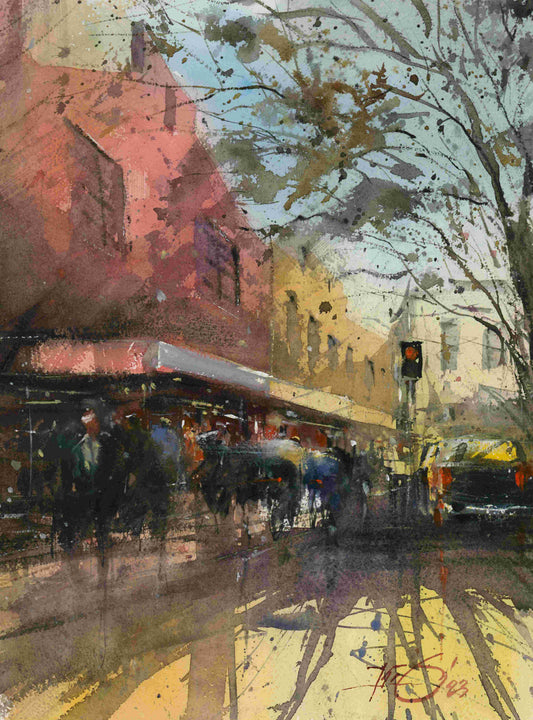 Afternoon Shadows, Ridderford Street, Newtown - original watercolour by Kit Ong