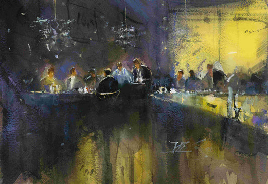 Happy Hour - original watercolour by Kit Ong