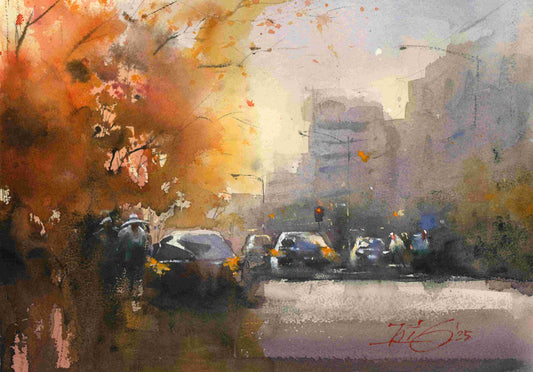 One Autumn Morning - original watercolour by Kit Ong