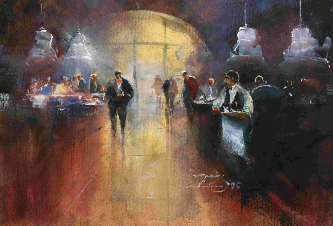 Wine & Dine - original watercolour by Kit Ong