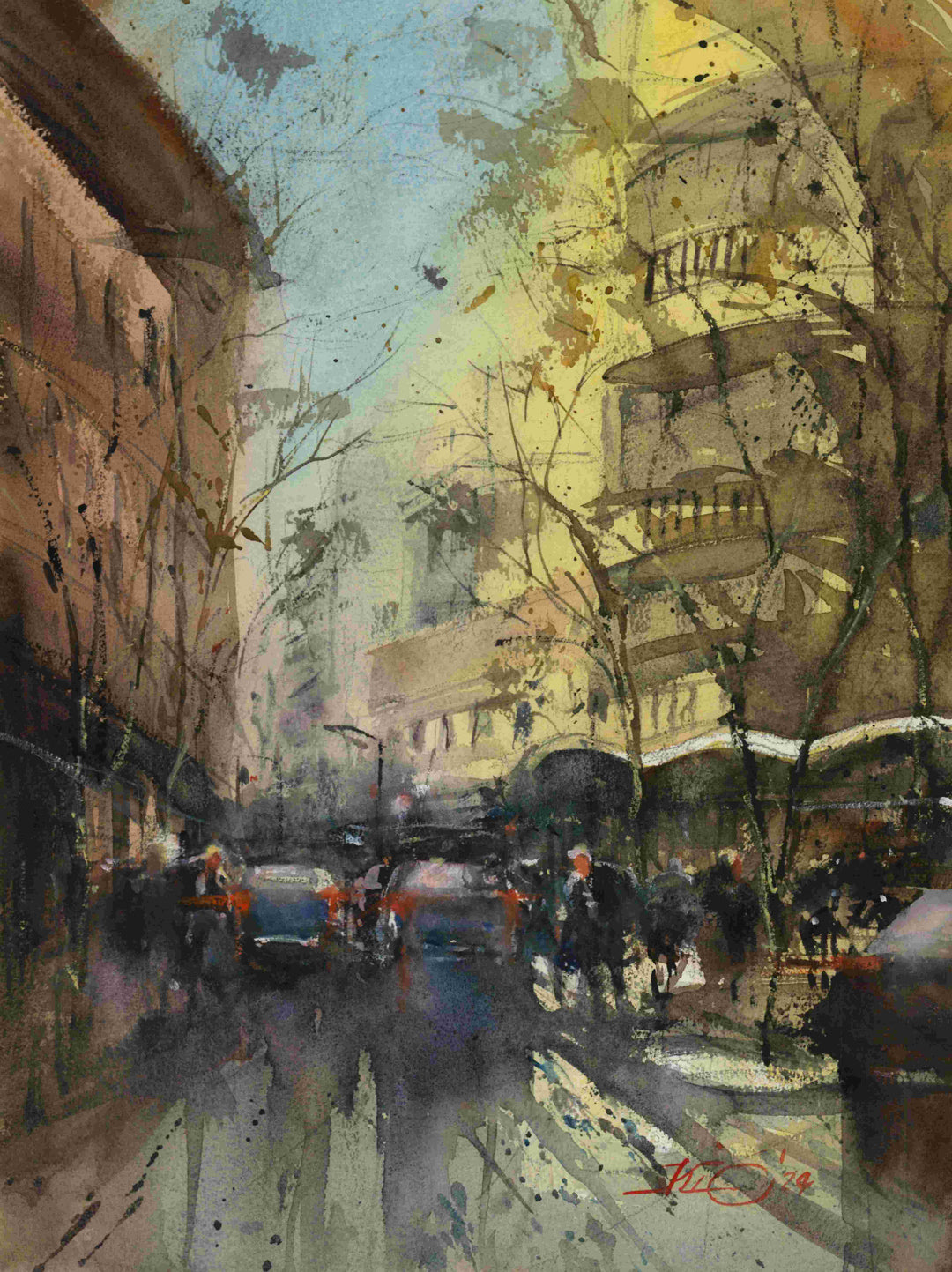 Memories of the Lido Cafe - original watercolour by Kit Ong