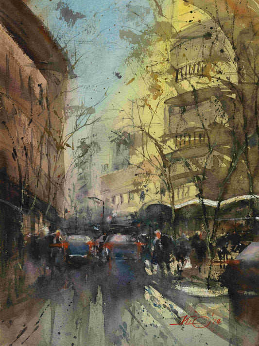 Memories of the Lido Cafe - original watercolour by Kit Ong