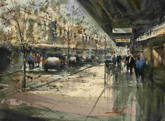 After the Rain Cuba Mall   - original watercolour by Kit Ong
