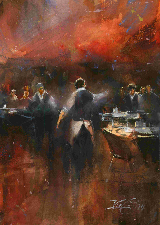 Late Night Eats - original watercolour by Kit Ong