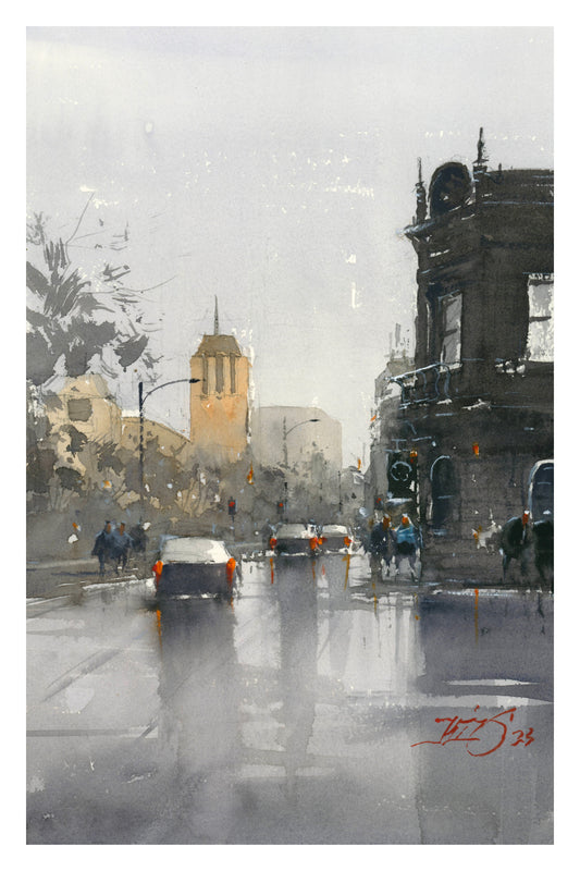 Molesworth Street  - Original Watercolour by Kit Ong