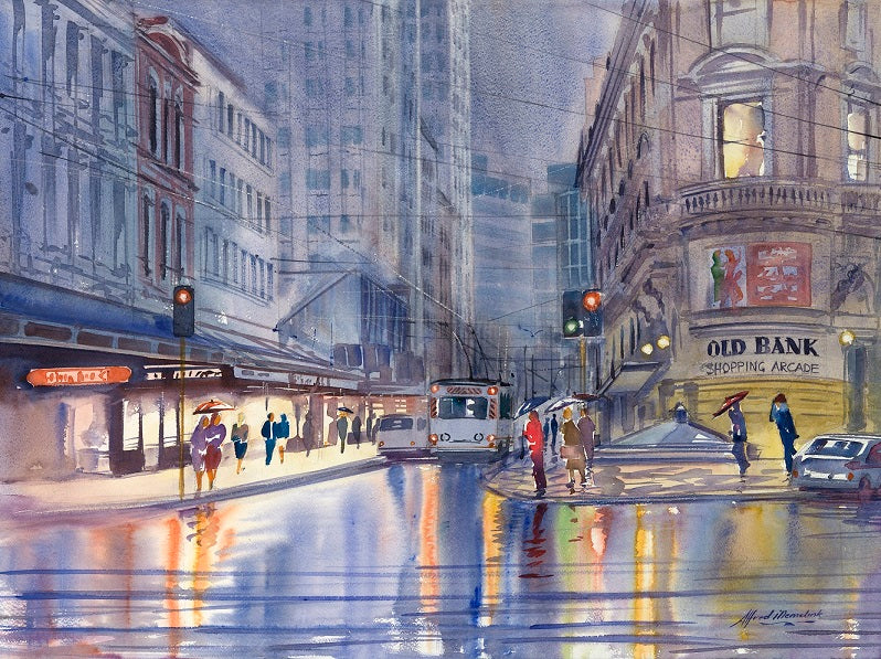 Old Bank Corner in the Rain